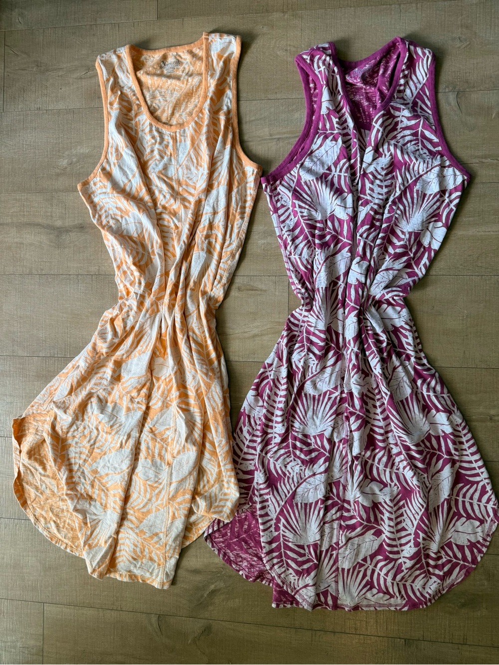 Set Of 2: Natural Reflections Slub Knit Mini Dress XXL 2x Pink Orange Tropical